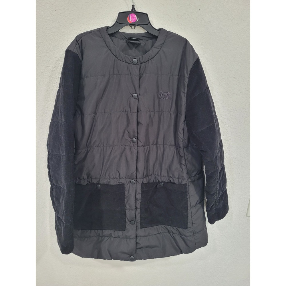 The North Face Womens XL Black Quilted Puffer Mixed Media‎ Corduroy Jacket #15